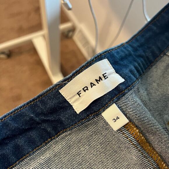 FRAME Sailor Snap High Rise Wide Leg Flared Denim Jeans Size 34 - Picture 8 of 16